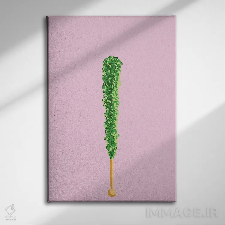 تابلو مینیمال آبنبات صخره ای سبز اثر جیمی متز - نمای روبهرو روی دیوار