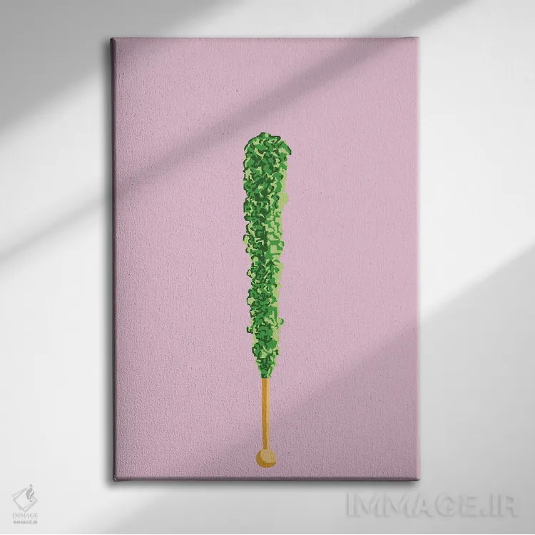 تابلو مینیمال آبنبات صخره ای سبز اثر جیمی متز - نمای روبهرو روی دیوار