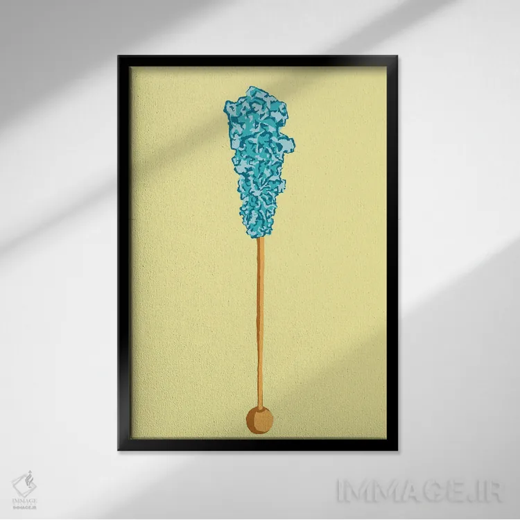 تابلو مینیمال آبنبات صخره ای سبزآبی و زرد اثر جیمی متز - نمای قابدار مشکی