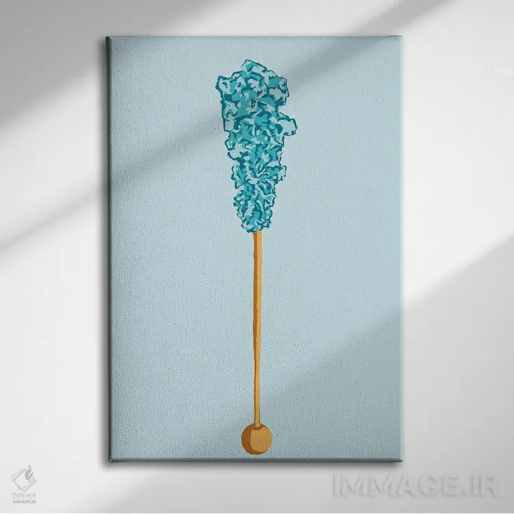 تابلو مینیمال آبنبات صخره ای سبزآبی و سبزآبی روشن اثر جیمی متز - نمای روبهرو روی دیوار