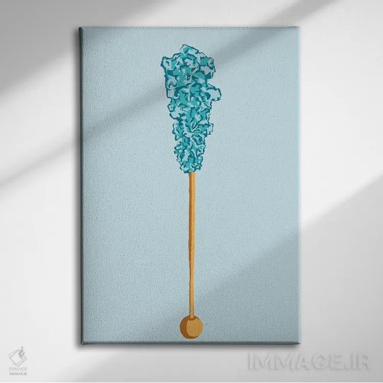 تابلو مینیمال آبنبات صخره ای سبزآبی و سبزآبی روشن اثر جیمی متز - نمای روبهرو روی دیوار
