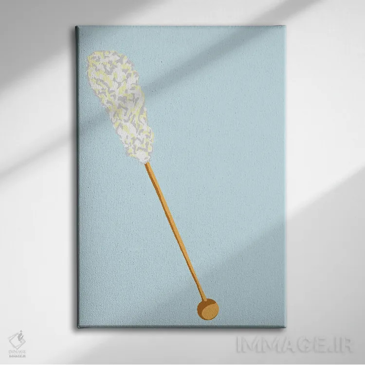 تابلو مینیمال آبنبات صخره ای سفید و سبزآبی روشن اثر جیمی متز - نمای روبهرو روی دیوار