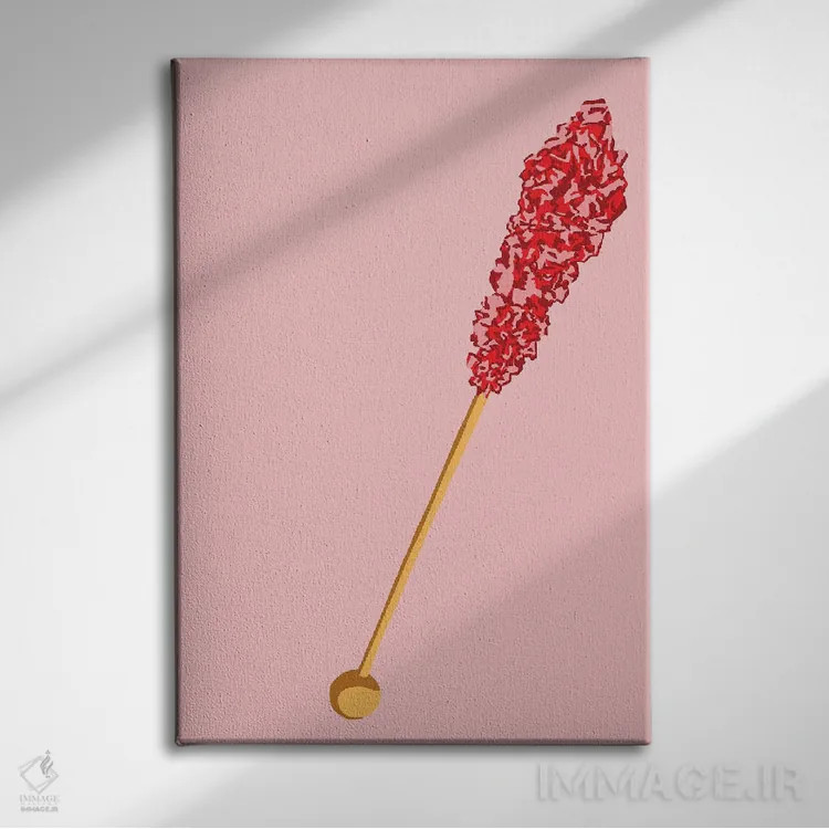 تابلو مینیمال آبنبات صخره ای قرمز و صورتی دوم اثر جیمی متز - نمای روبهرو روی دیوار