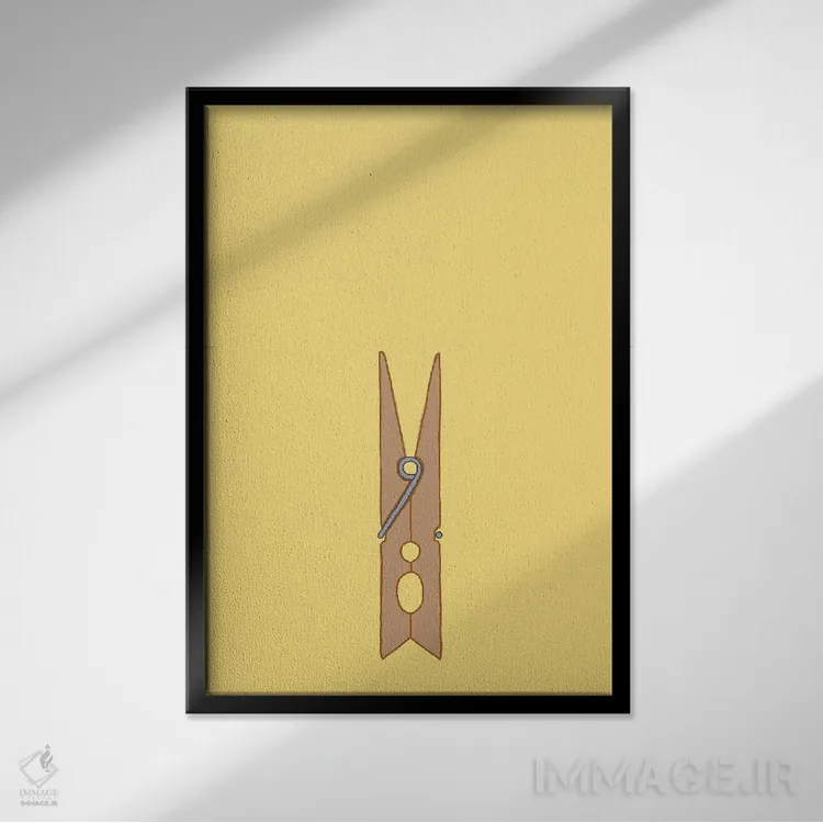 تابلو مینیمال گیره لباس اثر جیمی متز - نمای قابدار مشکی