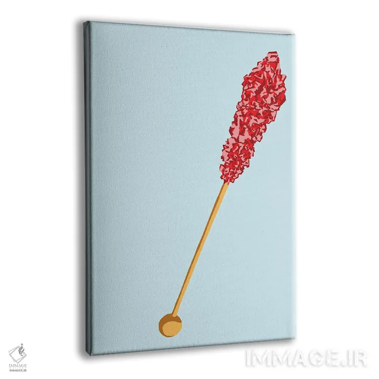 تابلو مینیمال آبنبات صخره ای قرمز و سبزآبی روشن اثر جیمی متز - نمای پرسپکتیو محصول