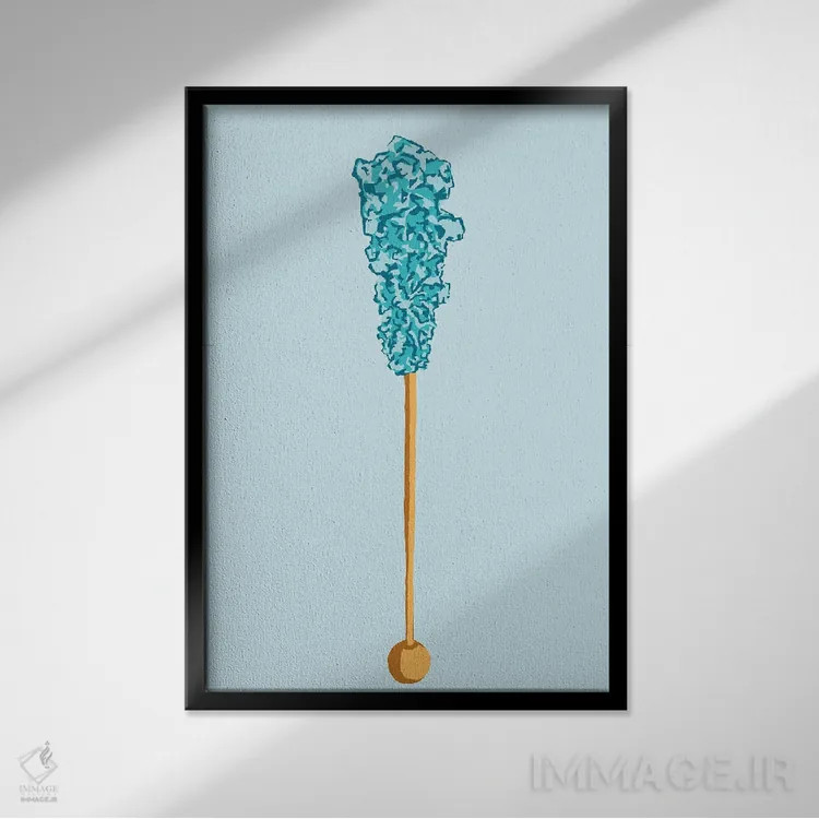 تابلو مینیمال آبنبات صخره ای سبزآبی و سبزآبی روشن اثر جیمی متز - نمای قابدار مشکی