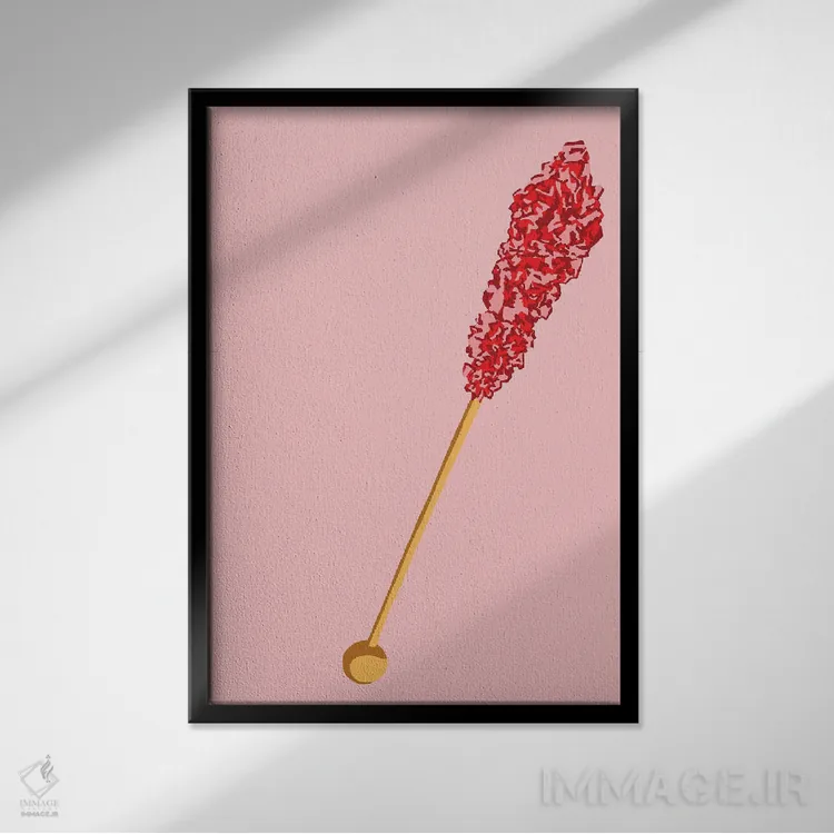 تابلو مینیمال آبنبات صخره ای قرمز و صورتی دوم اثر جیمی متز - نمای قابدار مشکی