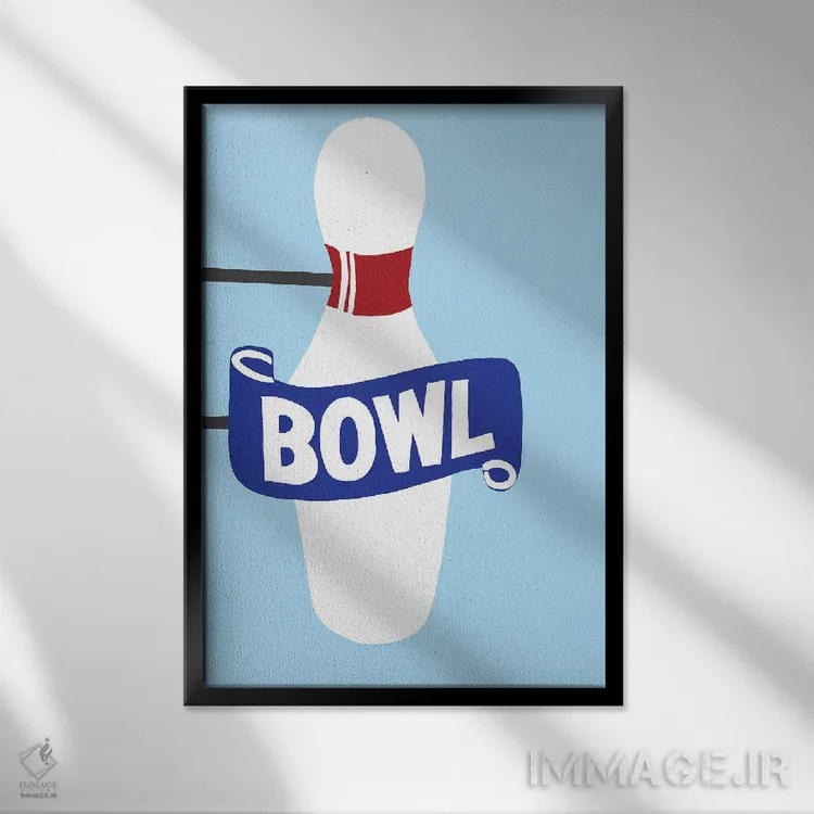 تابلوی نئون پین بولینگ وینتیج اثر جیمی متز - نمای قابدار مشکی