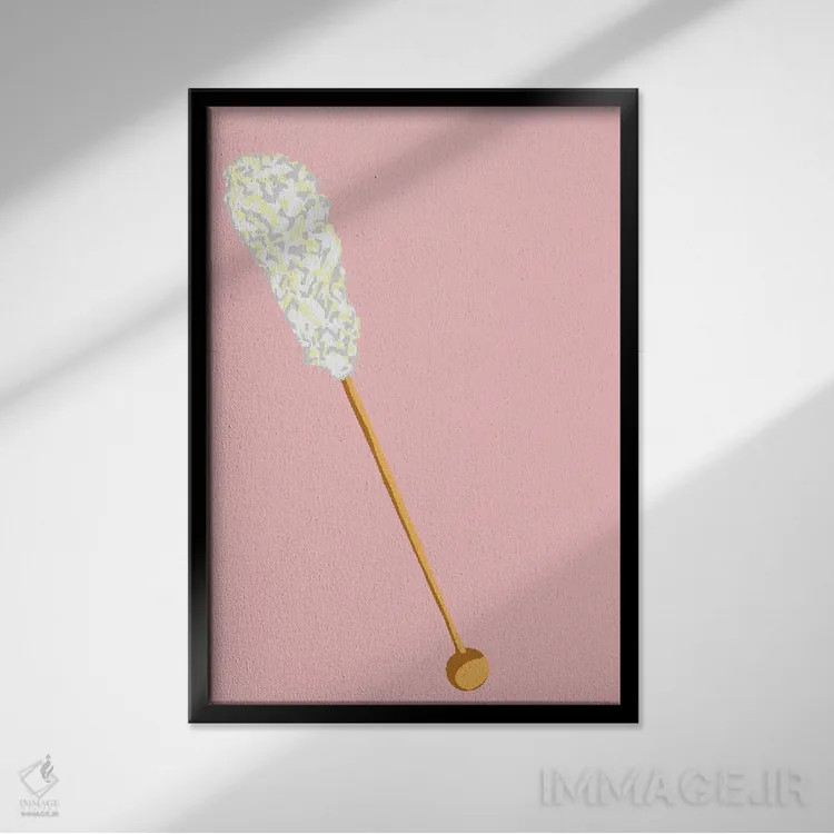 تابلو مینیمال آبنبات صخره ای سفید اثر جیمی متز - نمای قابدار مشکی