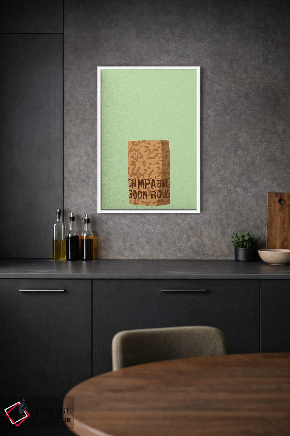 تابلو مینیمال چوب پنبه شامپاین دوم اثر جیمی متز - D1W