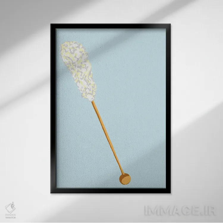 تابلو مینیمال آبنبات صخره ای سفید و سبزآبی روشن اثر جیمی متز - نمای قابدار مشکی