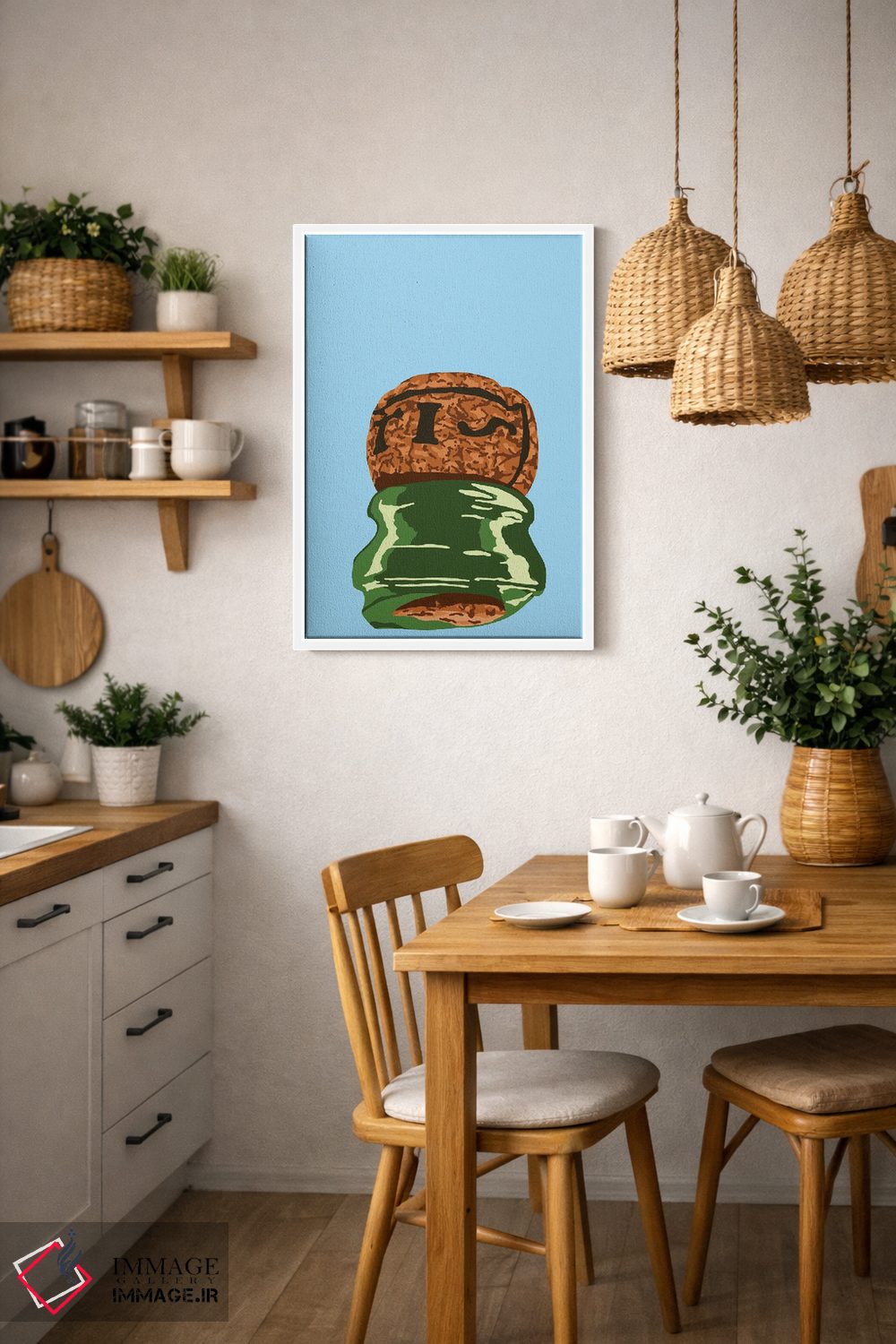 تابلو مینیمال چوب پنبه شامپاین با باز کردن سابرژ اثر جیمی متز - D2W