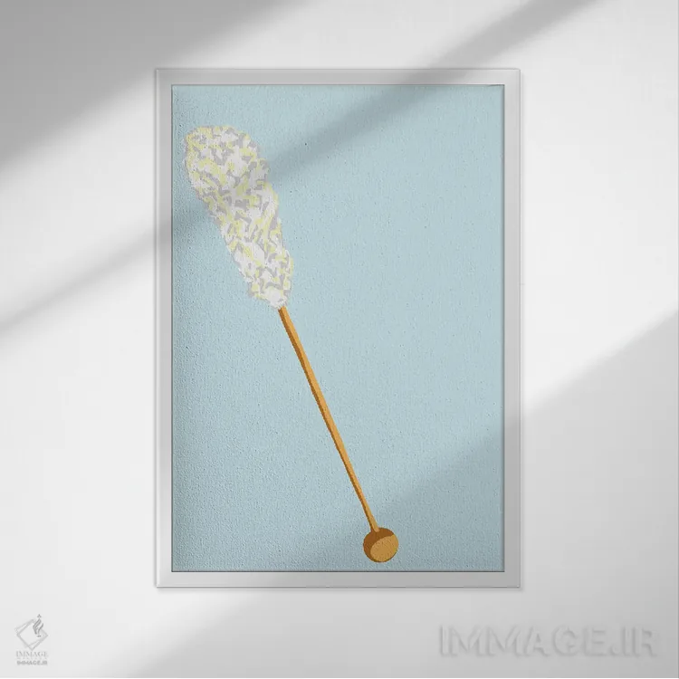 تابلو مینیمال آبنبات صخره ای سفید و سبزآبی روشن اثر جیمی متز - نمای قابدار سفید