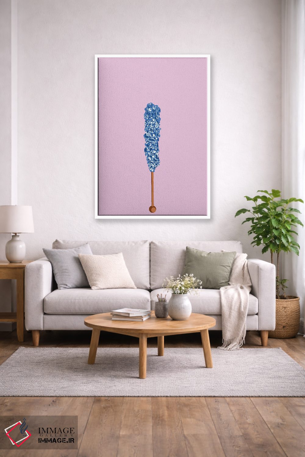 تابلو مینیمال آبنبات صخره ای آبی و صورتی اثر جیمی متز - D1W