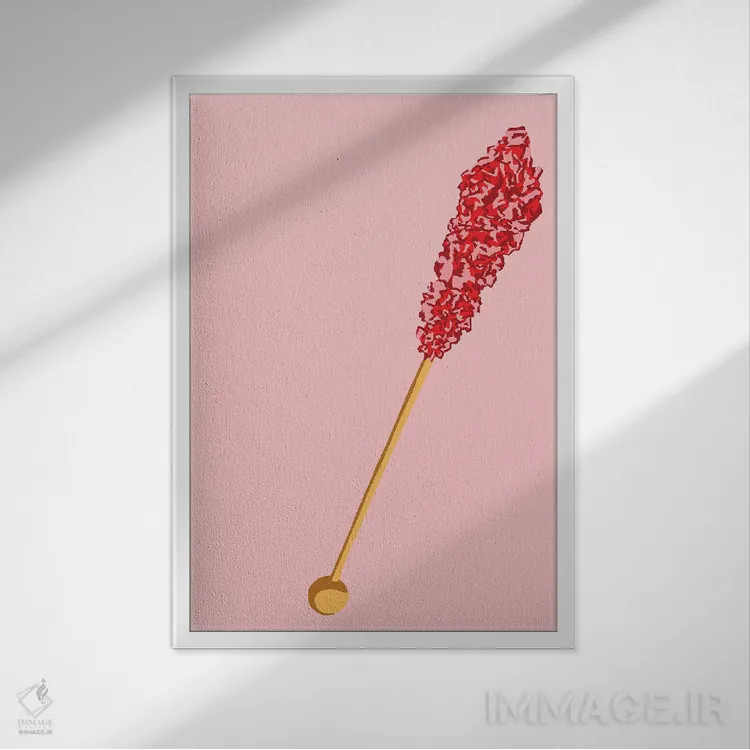 تابلو مینیمال آبنبات صخره ای قرمز و صورتی دوم اثر جیمی متز - نمای قابدار سفید