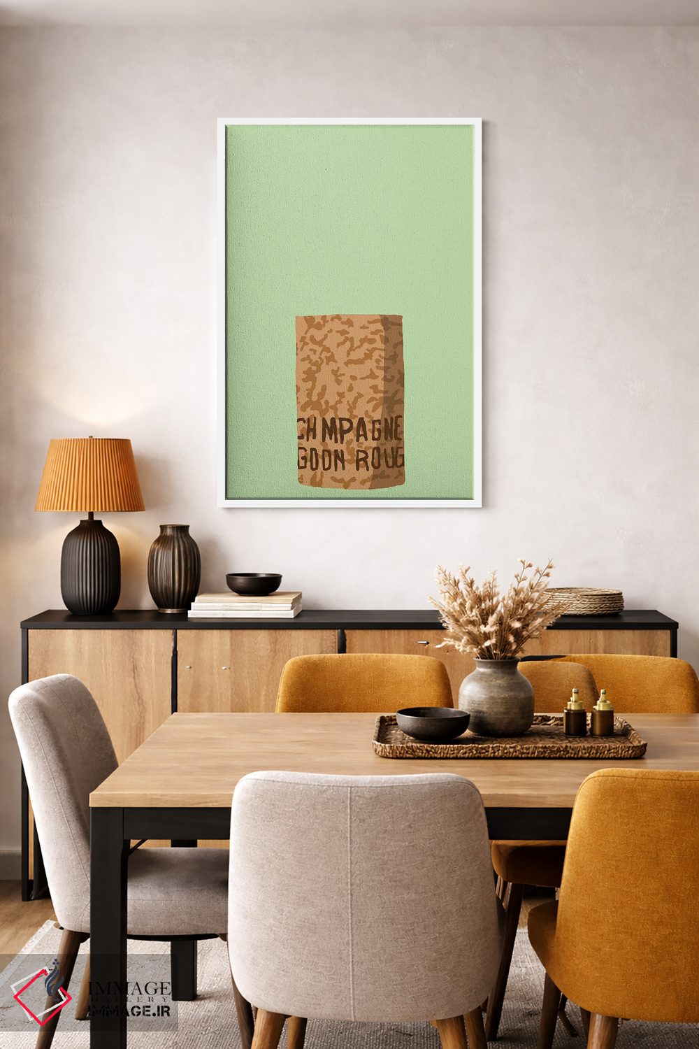 تابلو مینیمال چوب پنبه شامپاین دوم اثر جیمی متز - D4W
