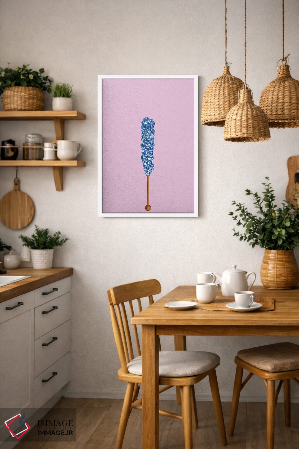 تابلو مینیمال آبنبات صخره ای آبی و صورتی اثر جیمی متز - D3W