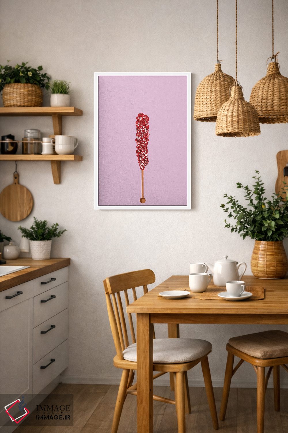 تابلو مینیمال آبنبات صخره ای قرمز و صورتی اثر جیمی متز - D3W