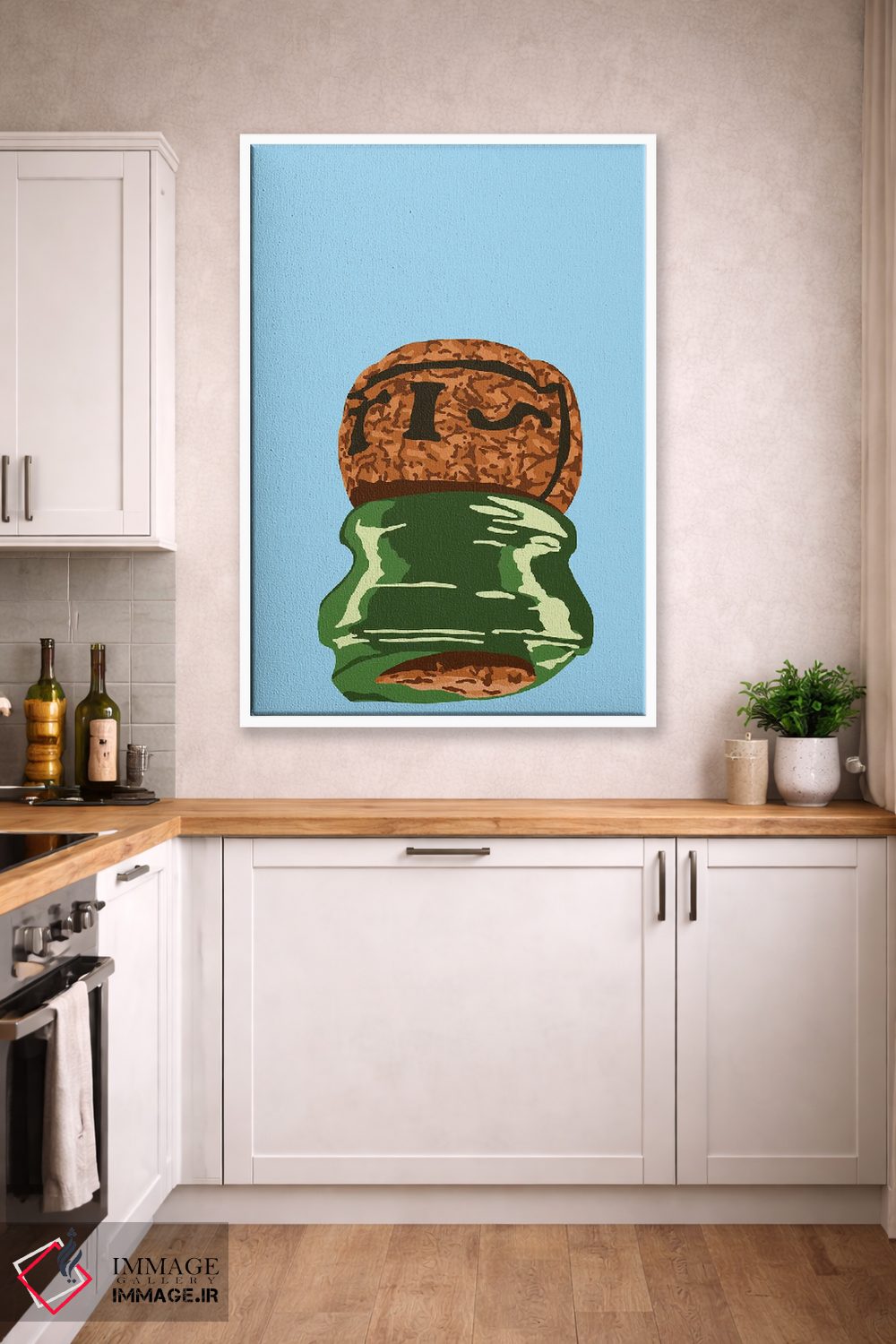 تابلو مینیمال چوب پنبه شامپاین با باز کردن سابرژ اثر جیمی متز - D3W