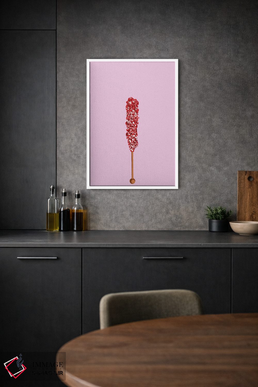 تابلو مینیمال آبنبات صخره ای قرمز و صورتی اثر جیمی متز - D1W