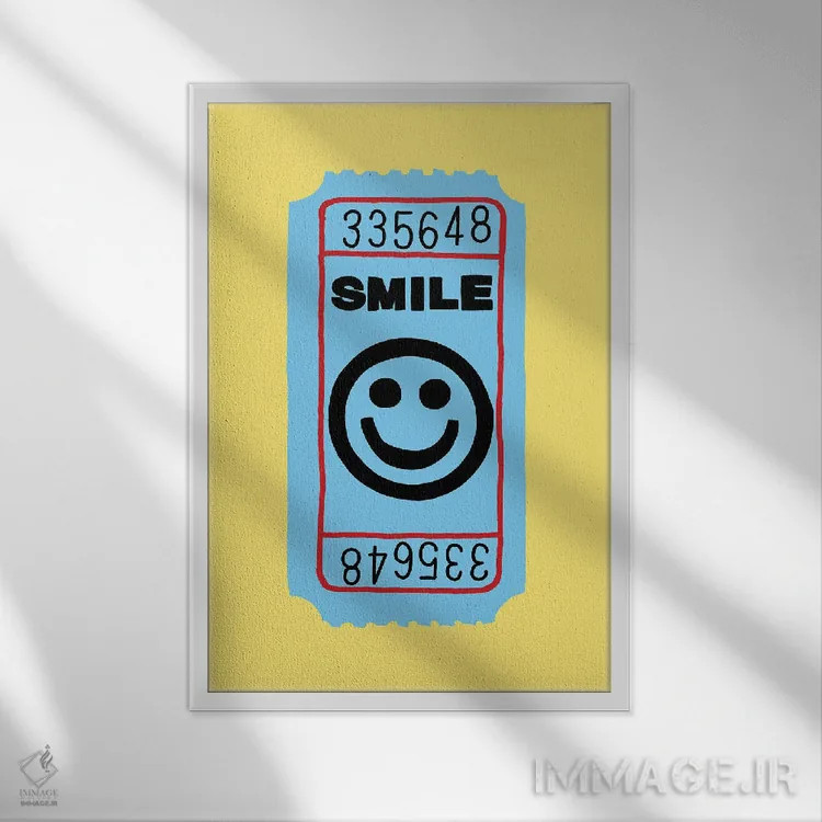 تابلو دکوراتیو بلیط لبخند اثر جیمی متز - نمای قابدار سفید