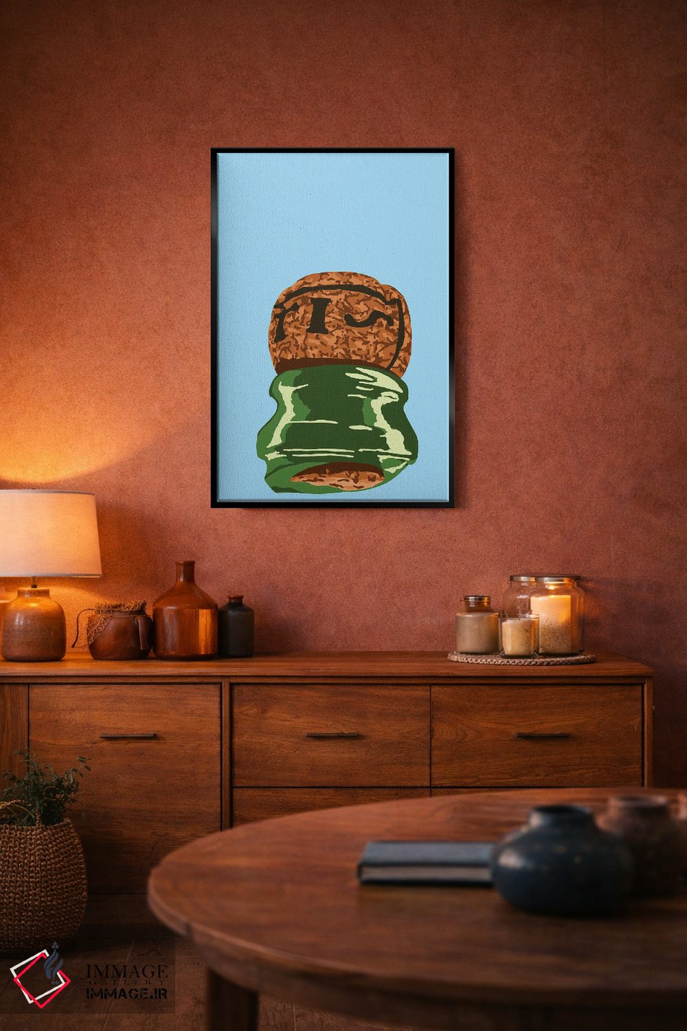 تابلو مینیمال چوب پنبه شامپاین با باز کردن سابرژ اثر جیمی متز - D5B