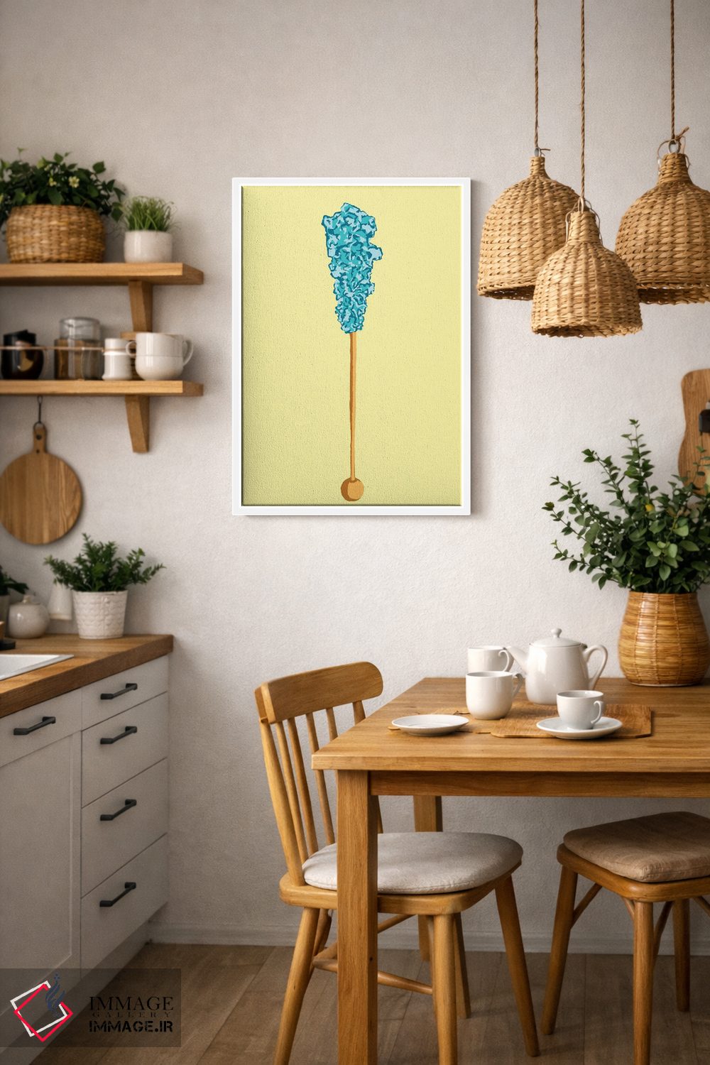 تابلو مینیمال آبنبات صخره ای سبزآبی و زرد اثر جیمی متز - D3W