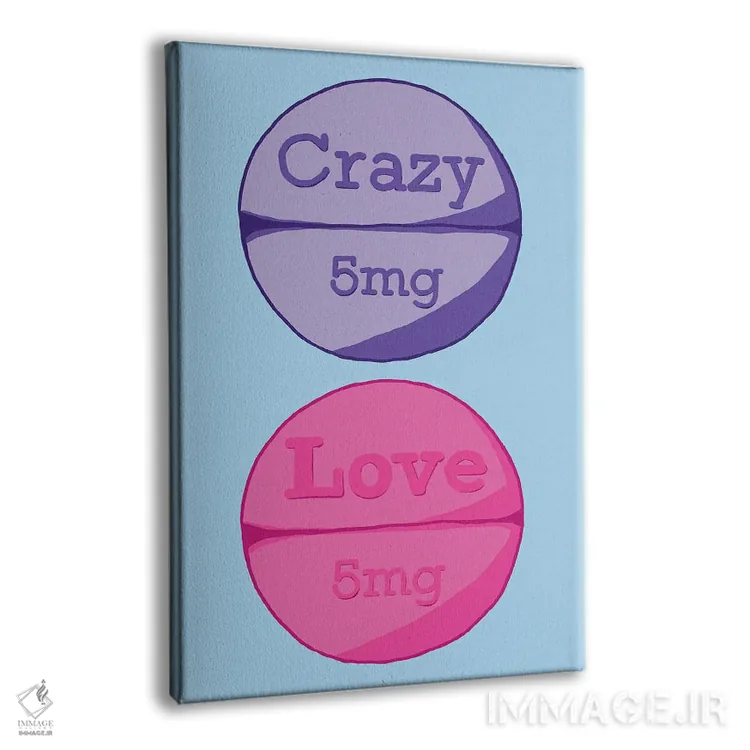 تابلو دکوراتیو قرص عشق دیوانه آبی اثر جیمی متز - نمای پرسپکتیو محصول