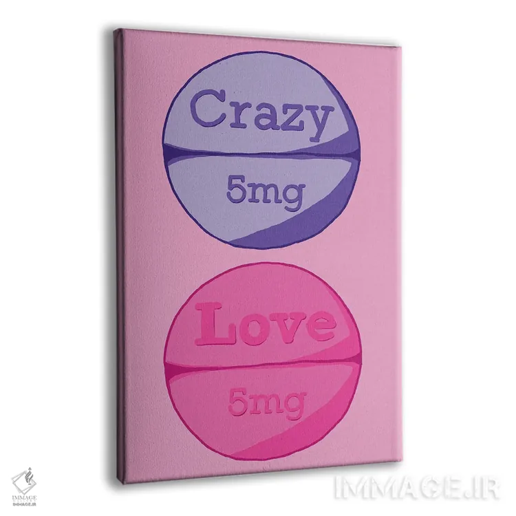 تابلو دکوراتیو قرص عشق دیوانه صورتی اثر جیمی متز - نمای پرسپکتیو محصول