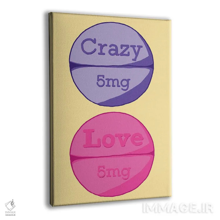 تابلو دکوراتیو قرص عشق دیوانه زرد اثر جیمی متز - نمای پرسپکتیو محصول