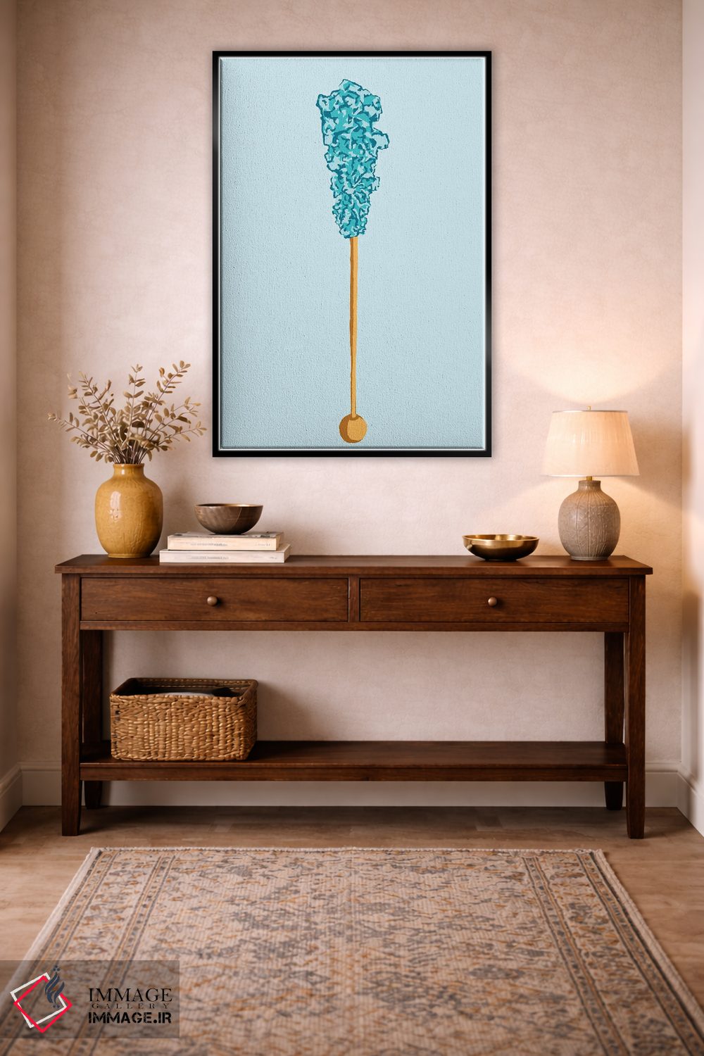 تابلو مینیمال آبنبات صخره ای سبزآبی و سبزآبی روشن اثر جیمی متز - D4B