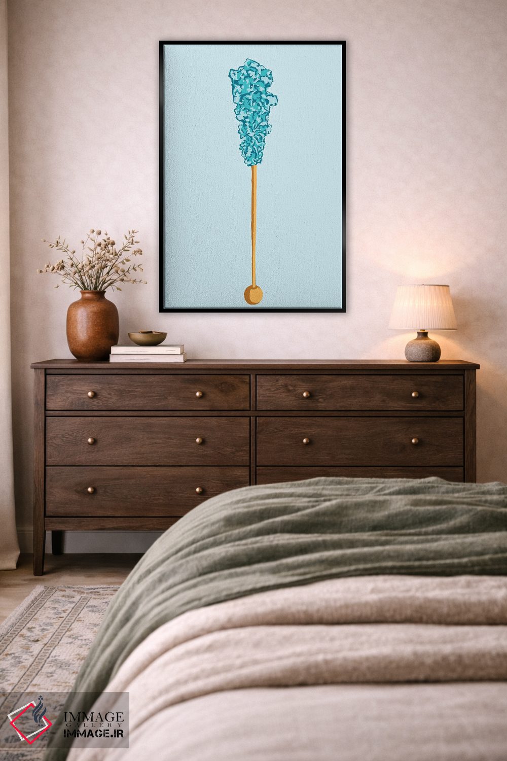 تابلو مینیمال آبنبات صخره ای سبزآبی و سبزآبی روشن اثر جیمی متز - D5B