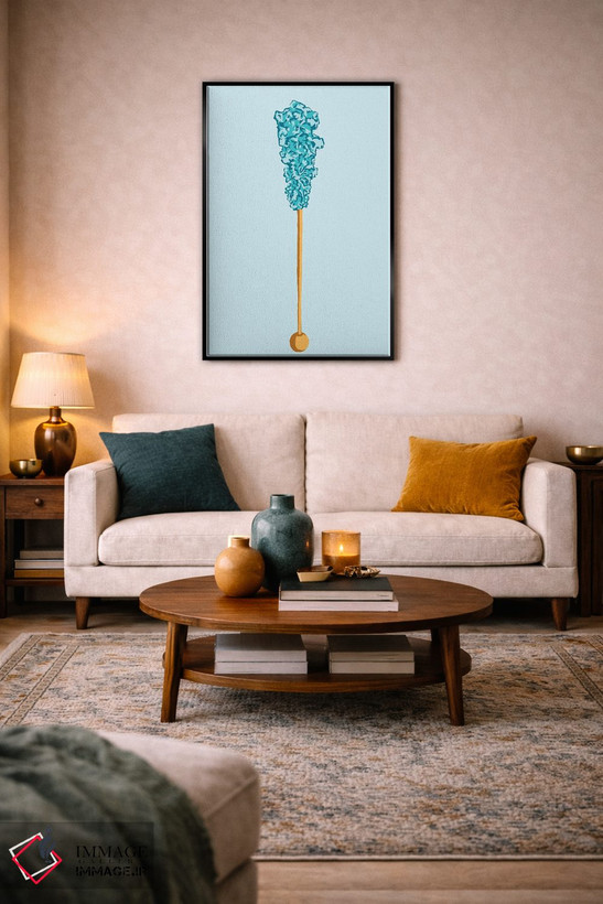 تابلو مینیمال آبنبات صخره ای سبزآبی و سبزآبی روشن اثر جیمی متز - D6B