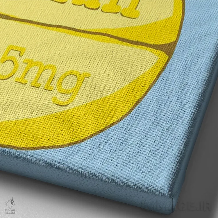 تابلو دکوراتیو قرص آرام بخش شاد آبی اثر جیمی متز - نمای نزدیک بافت بوم