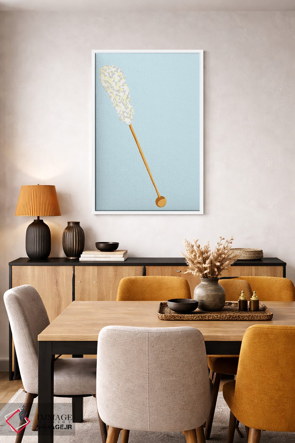 تابلو مینیمال آبنبات صخره ای سفید و سبزآبی روشن اثر جیمی متز - D5W