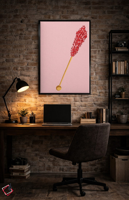 تابلو مینیمال آبنبات صخره ای قرمز و صورتی دوم اثر جیمی متز - D6B