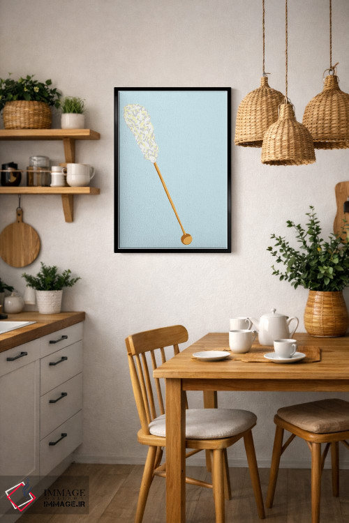 تابلو مینیمال آبنبات صخره ای سفید و سبزآبی روشن اثر جیمی متز - D6B