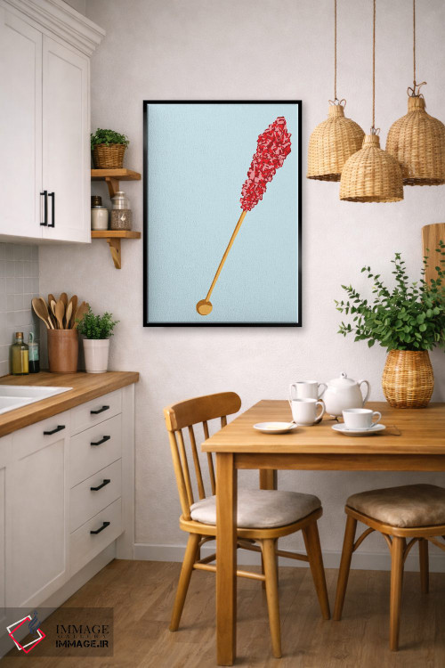 تابلو مینیمال آبنبات صخره ای قرمز و سبزآبی روشن اثر جیمی متز - D5B
