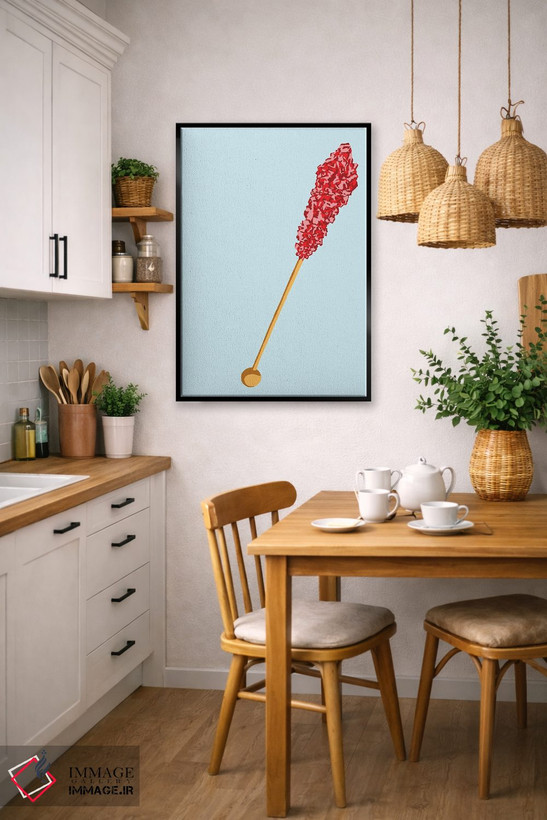 تابلو مینیمال آبنبات صخره ای قرمز و سبزآبی روشن اثر جیمی متز - D5B