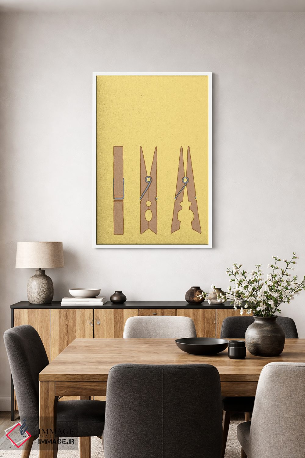 تابلو مینیمال سه عدد گیره لباس اثر جیمی متز - D3W