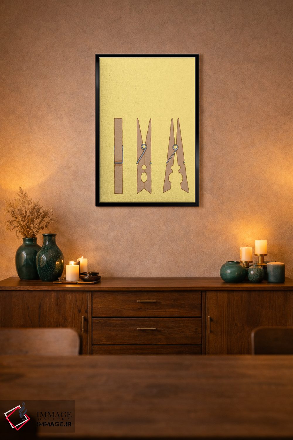 تابلو مینیمال سه عدد گیره لباس اثر جیمی متز - D2B