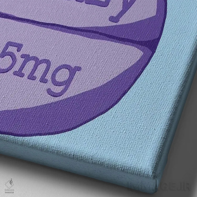 تابلو دکوراتیو قرص دیوانه شاد آبی اثر جیمی متز - نمای نزدیک بافت بوم