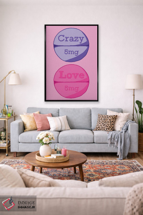 تابلو دکوراتیو قرص عشق دیوانه صورتی اثر جیمی متز - D1B