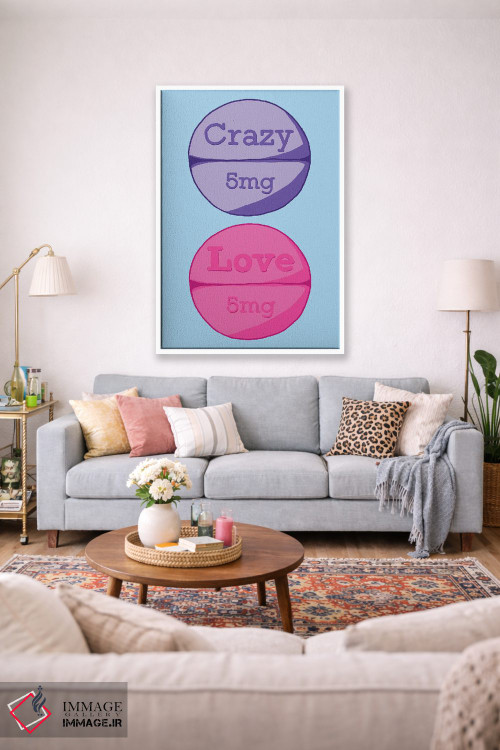 تابلو دکوراتیو قرص عشق دیوانه آبی اثر جیمی متز - D1W