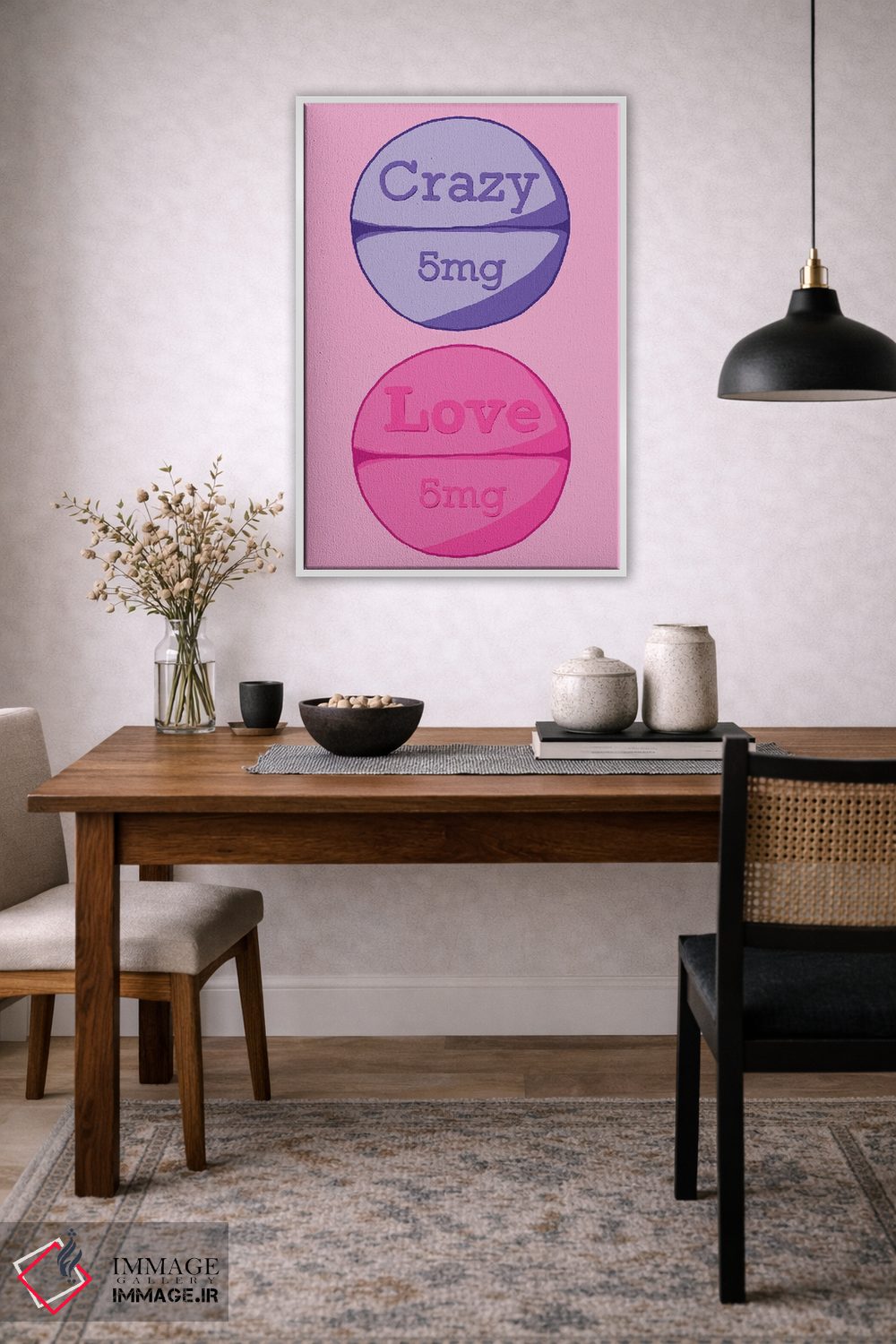 تابلو دکوراتیو قرص عشق دیوانه صورتی اثر جیمی متز - D3W