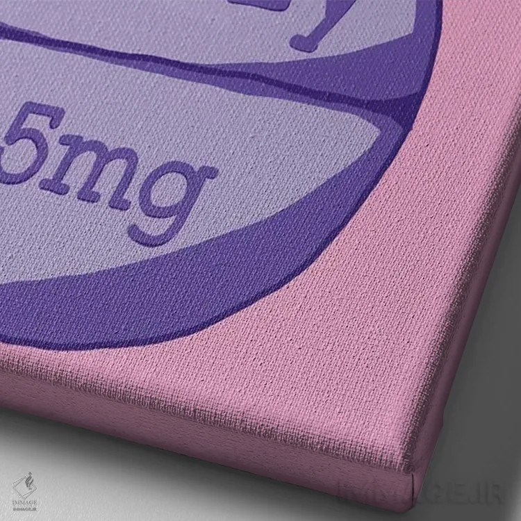 تابلو دکوراتیو قرص دیوانه شاد صورتی اثر جیمی متز - نمای نزدیک بافت بوم