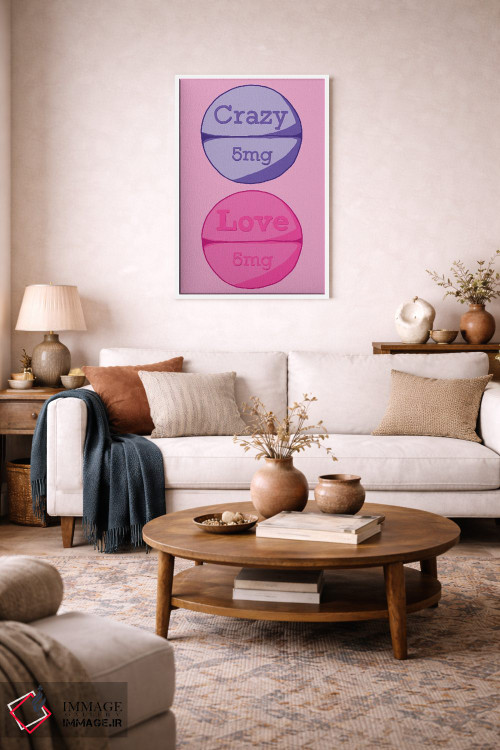 تابلو دکوراتیو قرص عشق دیوانه صورتی اثر جیمی متز - D2W