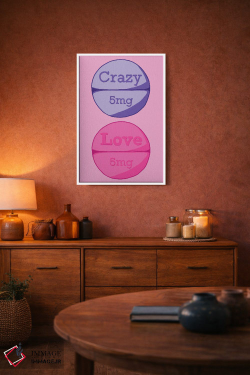 تابلو دکوراتیو قرص عشق دیوانه صورتی اثر جیمی متز - D4W