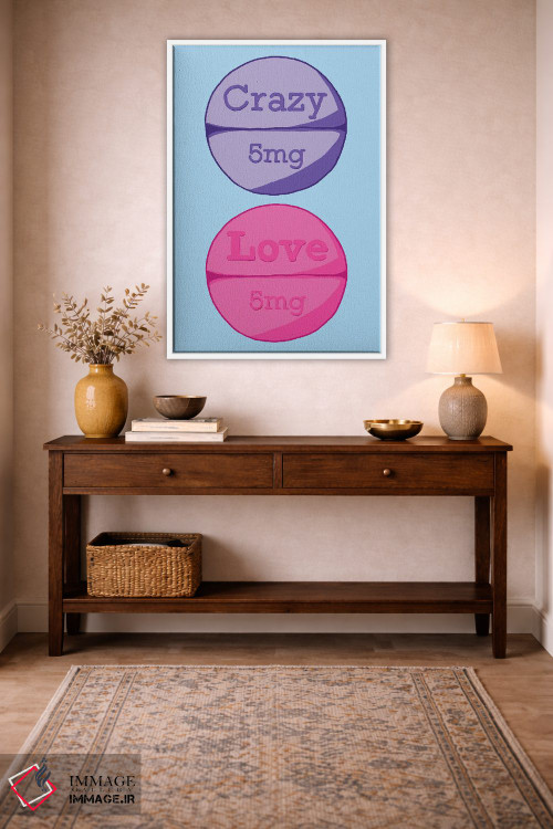 تابلو دکوراتیو قرص عشق دیوانه آبی اثر جیمی متز - D2W