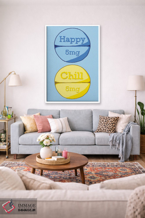تابلو دکوراتیو قرص آرام بخش شاد آبی اثر جیمی متز - D1W